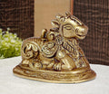 ARTVARKO Brass Shiv Ji Parvati Vehicle Nandi Bull Statue Brass Idol Shiva Devotee Seated Sculpture Puja and Decor Small 3 Inch
