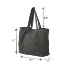 AQVA Cotton Canvas Tote Bag for Women & Girls | Shoulder Bag with Magnetic Button Closure & Solid Colour | Multipurpose Shopping, Travel, Beach, Office Bag | Good Gift Choice for Women (Deep Grey)