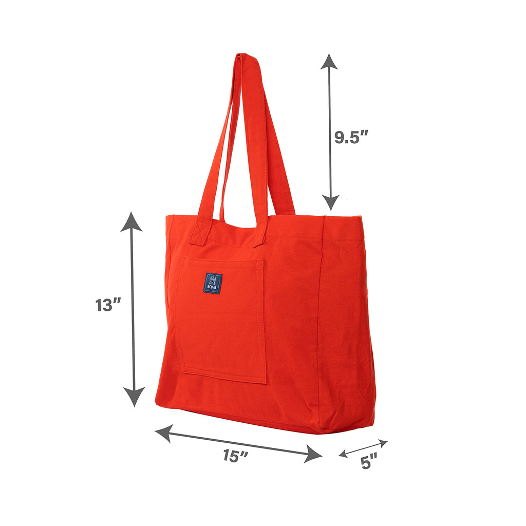 AQVA Cotton Canvas Tote Bag for Women & Girls | Shoulder Bag with Magnetic Button Closure & Solid Colour | Multipurpose Shopping, Travel, Beach, Office Bag | Good Gift Choice for Women (Red)