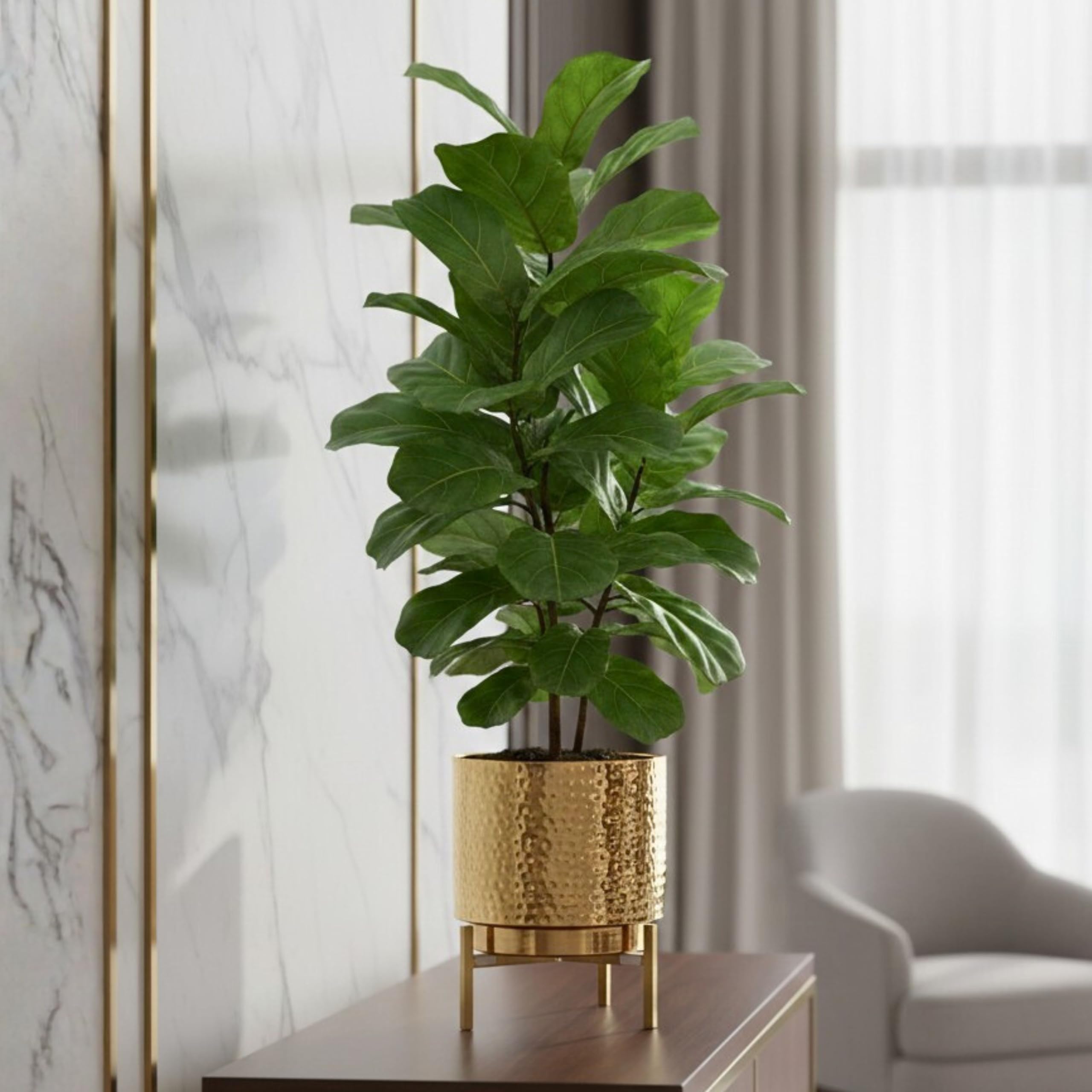 BEHOMA Hammered Gold Metal Indoor Planter 8.5