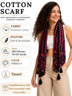 GALE GIRLS Cotton Scarf For Women Stylish|Beach Tassel Printed Scarf|Multicolor|Easily fits 180 * 50cm|70x20 Inch