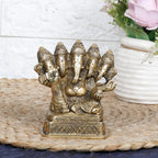 Svarup Brass Panchmukhi Ganesha Idol Ganesh murti 5 Five Face Lord Ganpati Murti for Home Entrance Decor Diwali Gift 4.5 Inch