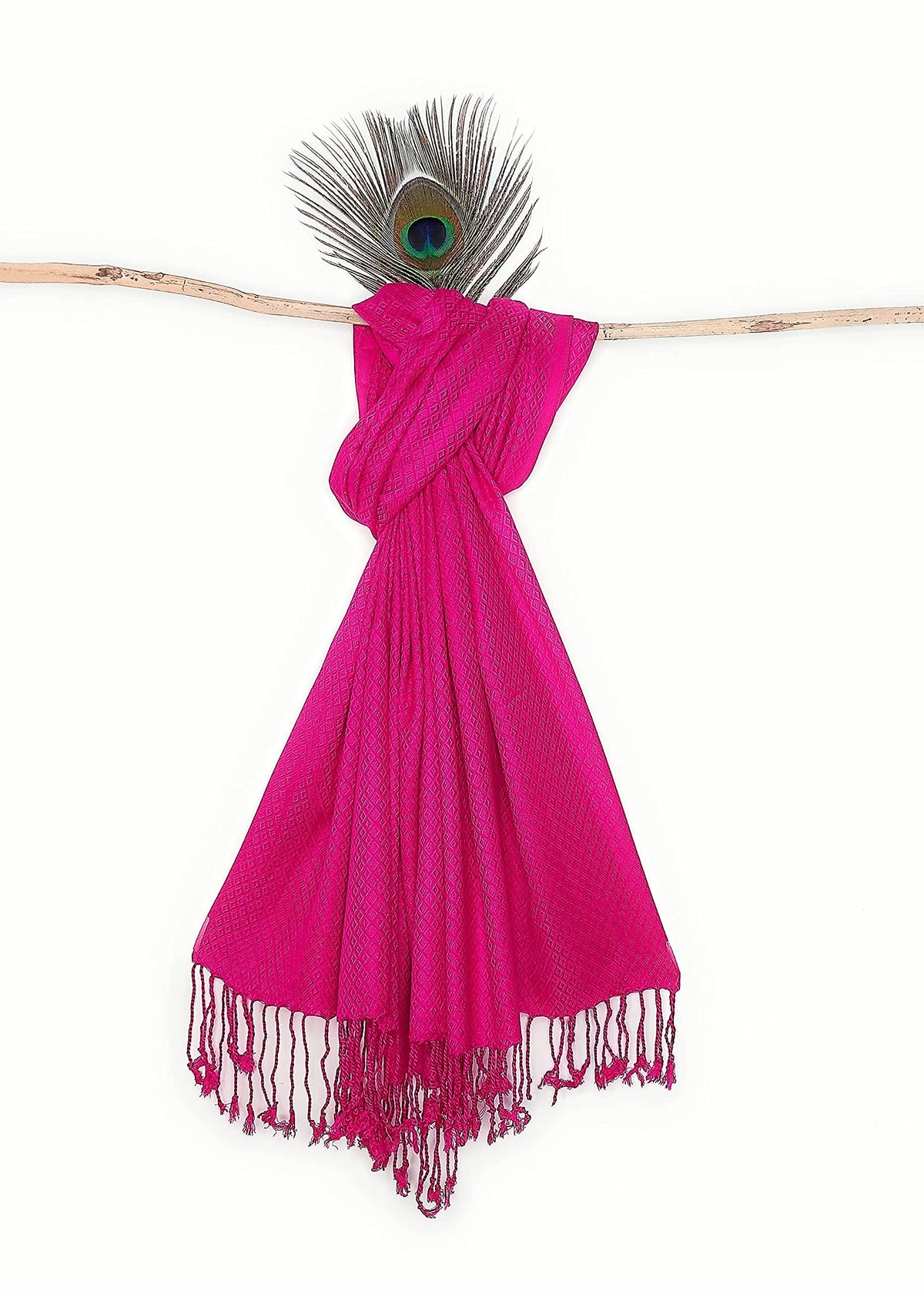 Chandwasia Viscose Batik Design Scarf Stole and Shawl for Men and Women | Soft Lightweight Fabric for Summer and Winter | Fashion Accessory Magenta | | Self Batik Design May Vary