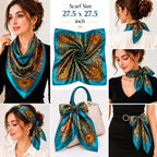 Etietnic Satin Square Head Scarf for Women,LOCAL BLUE Printed