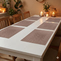 YELONA Placemats Set of 6, Heat-Resistant Woven Vinyl Table Mats, Non-Slip & Washable Dining Tablemats for Kitchen & Dinner Decor, Rosy Brown (45cm x 30cm) Kafalo