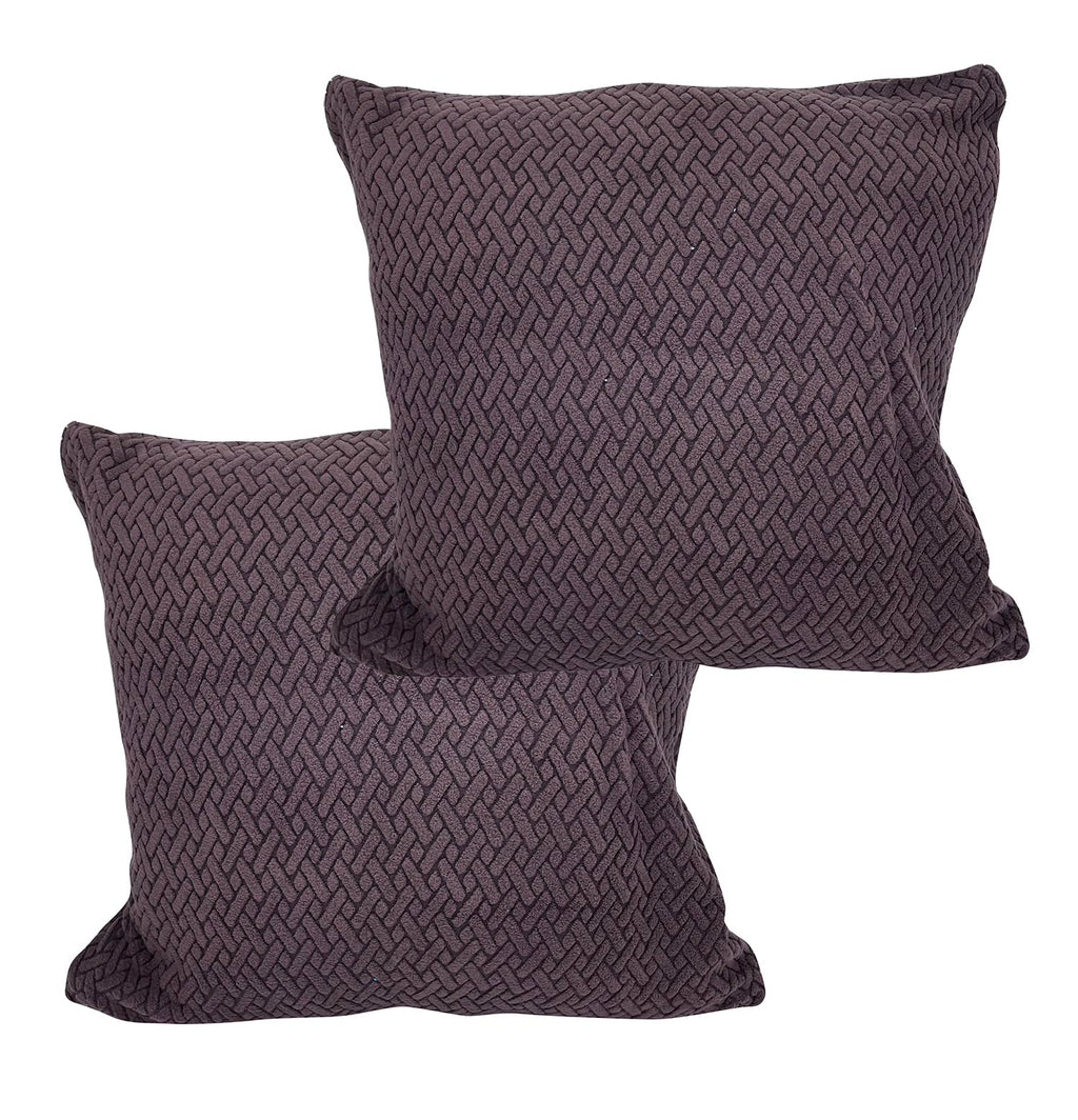 House of Quirk Polar Fleece Fabric Cushion Cover with Zipper Pack of 2 (Dark Brown, 45 x 45 cm)