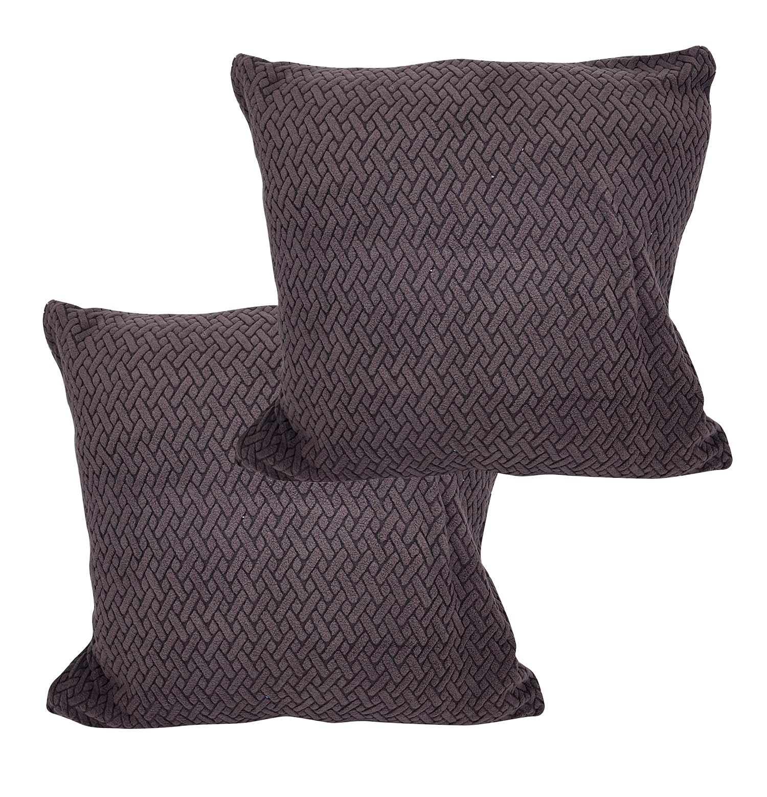 House of Quirk Polar Fleece Fabric Cushion Cover with Zipper Pack of 2 (Dark Brown, 45 x 45 cm)