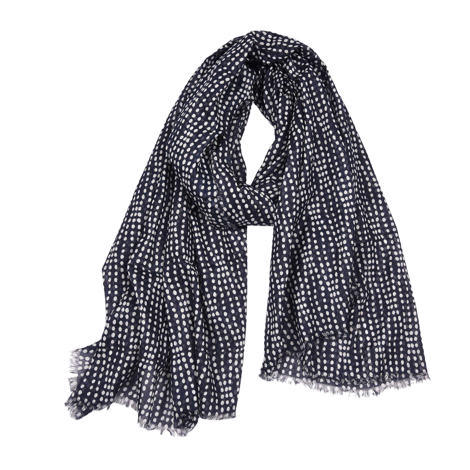 AQVA Printed Cotton Scarf for Women Stylish (Steroid Navy) | Head and Face Cover Scarf for Girls with 100% Cotton | Soft & Lightweight Scarves/Stoles for all Weather (72 x 43 in)