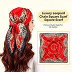 FVALIRD Silk-Like Scarf for Women Stylish - 27.56in Satin Head Scarf, Red Leopard Print Neckerchief, Hair Scarf for Women & Bag Accessory