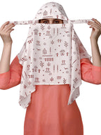 7 season's Cotton Scarf Cum Mask Scarves Usable For Vehicle Driver|Multi Colour Printed Design|Universal Size|For Girl & Female|Breathable Sun Protection Light Weight (White-S Red Dhingli)