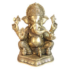 ARTVARKO Big Brass Ganesha Idol Mangalkari Sitting Ganesh Bhagwan Large Statue God Ganpati Murti for Home Pooja Entrance Décor Good Luck Vastu Decoration Showpiece 16 Inch
