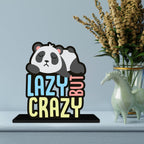 Artvibes Lazy But Crazy Quotes Table Decor for Office Desk | Home Decoration Items | Living Room | Modern Art Wooden Showpiece Decorative Gift Item (SP_1179)