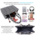 Lady Quinton Women Stylish Jute Tote Bag For Office and Laptop, Shopping Shoulder Bag, Shoppers Tote Handbags Lightweight Waterpoof Big Size, Grocery Bag, Eco Friendly Bags For Shopping(Black & White)
