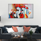 VIBECRAFTS Beautiful Radha Krishna 5 Pieces Canvas Wall Painting For Home | Office | Living Room | Gift (PTVC5Pcs4_8537)