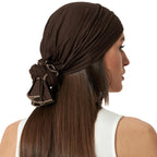 The Headscarves Women Bamboo Pre Tie Ultra Soft Slip on Scarf Headwear For Chemo Patient Free Size (HS107Brown)