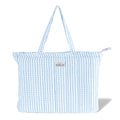 HOUSE OF ORLO Premium Cotton Waffle Quilted Tote Bag, Large Spacious Handbag for College, Office, Work, Travel, Shopping & Daily Use - Dual Blues