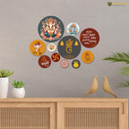 Artvibes Decorative Wooden Wall Hanging Decoration Item for Home | Office | Gift | Decor Art Livingroom, Bedroom | Stylish Modern Artwork (WPS_136N) Pack of 11 Pieces