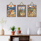 Artvibes Nature Theme Wall Art Decorative Wall Art MDF Wooden Wall Hanger for Living Room | Festive Decor Art | Wall Sculpture | Scenery | Aesthetic Wooden Decor | Ideal Gifts (WH_96132N), Set of 3