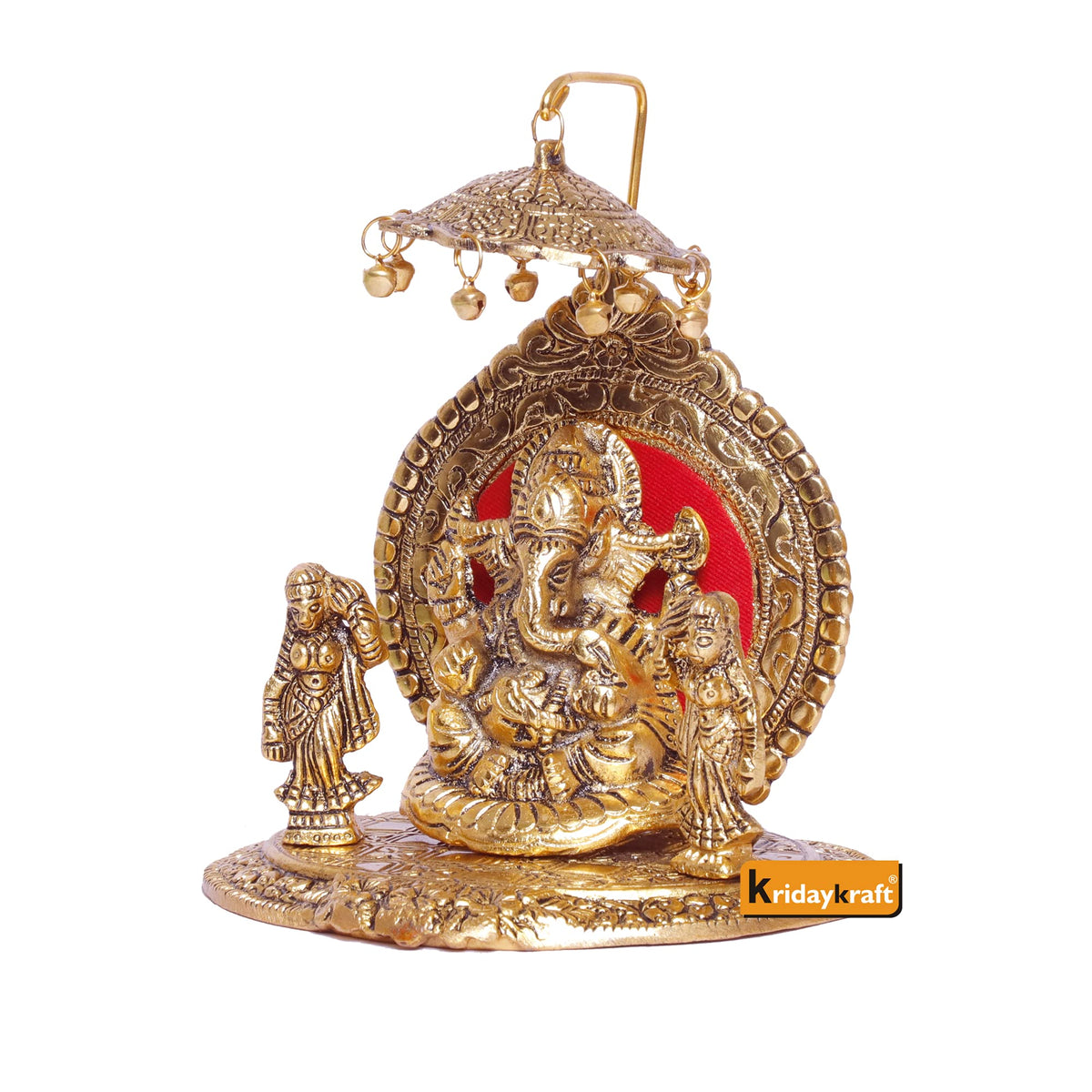 KridayKraft Riddhi Shiddhi Ganesha Metal Statue for Temple Pooja,Ganesh Murti Decorative Your Home,Office & Religious Gift Article,Ganpati Bappa Sculpture,Religious idol,Sowpiece Figurine,Gift Article...