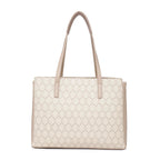 Cia Beige Tote Handbag With Monogram Detail Fits Upto 15 Laptop