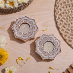 Goyoham Wooden Candle Holders, Pack of 2, Floral Mandala Pattern