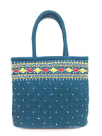 srishopify handicrafts Women Handbag Small Size Banjara Traditional Mini Handle Bag handmade Hand Purse Cotton 9x7x3 Inch Size original Beads Thread Work (Rama Green Colour bag small)