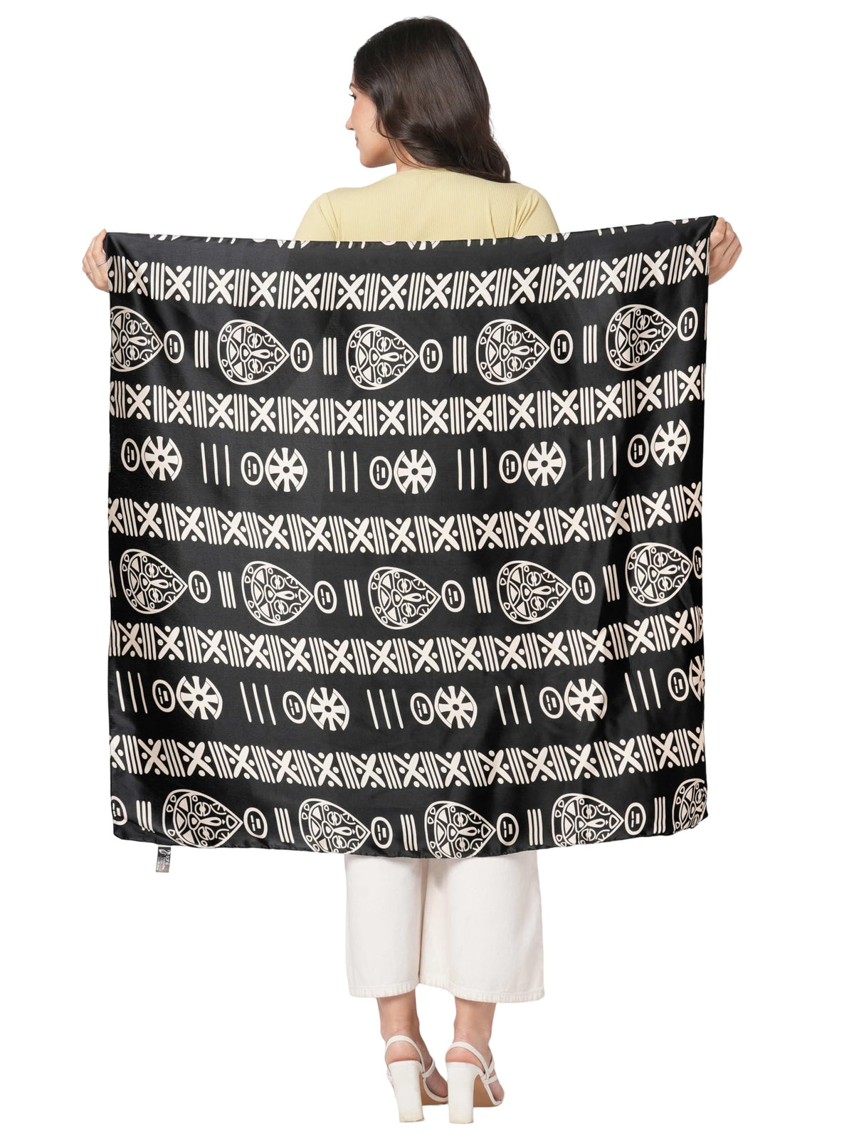 Sahil Fashion Women Luxury Square Scarf – Soft Silk Satin | Stylish Printed | Multi-Way Drape | 100x100 cm