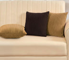 Yellow Weaves Pencil-Stripe Fur Cushion Covers | Soft Polyester | Decorative Sofa & Throw Pillow Covers | 16x16 Inches, Pack of 3 (Coffee & Golden Brown)