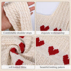 Kawn® Premium Knitted Heart Pattern Tote Bag Large Stylish and Durable Trendy bag for Everyday Use Beach Shopping Travel Work – Comfortable and Trendy Design (Beige)