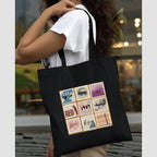 Peach Blossom Printed Cotton Zipper Tote Bags | CBAG - WHT-MATISSE_BLK-1989(9) BOX