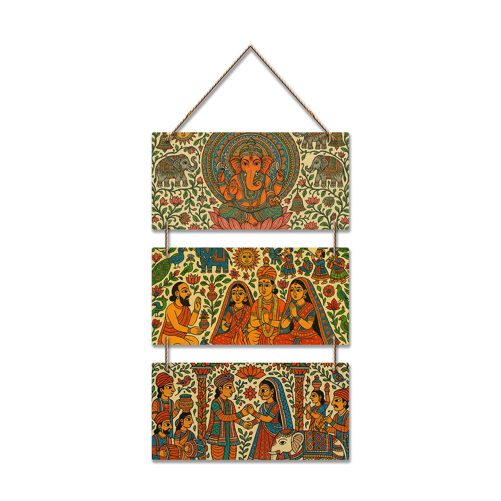 Artvibes Divine Indian Religious Art Wooden Wall Hanger for Home Decor | Living Room | Office | Wall Art Painting For Hall | Graphic Artwork | Aesthetic Wooden Decor | Unique Gift Items (WH_9431N)