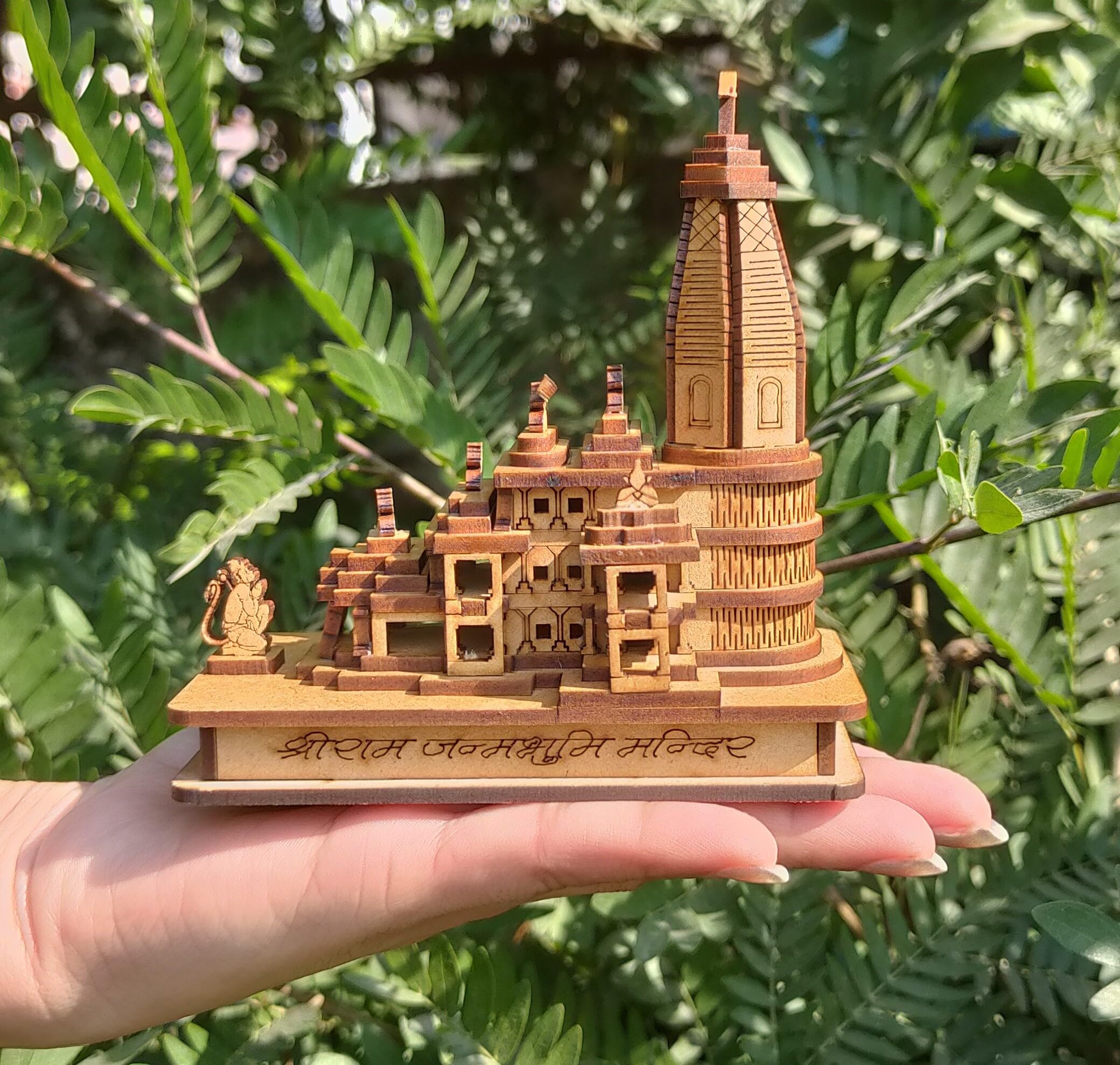 A & S Ventures Shri Ram Mandir Ayodhya Mandir for Home (Small) - Ideal for Home Decor, Temple and Best Gift, Brown
