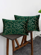 RD TREND® Velvet Rectangular 12x18 Inches Cushion Covers Set of 2 | Throw Pillow Covers for Sofa, Bed & Living Room | Perfect for Home Décor Dark Green