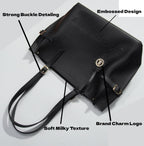 Carrylux Women's Soft PU Tote Bag | Large Single Compartment Shoulder Handbag with Adjustable Strap | Office, College & Casual (Black)