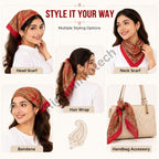 RiddhiInfotech Uttarakhand Pahadi Printed Square Scarf for Women | 26 x 26 Inch Traditional Head Scarf | Vintage Hair Wrap, Bandana, Neck Scarf & Stylish Fashion Accessory | Multicolour