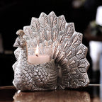 KridayKraft Metal Dancing Peacock Candle Holder Vastu Figurine for Good Luck and Love | Candle Holder for Home Dcor Tabletop Living Room Office | Showpiece Statue for Gifting