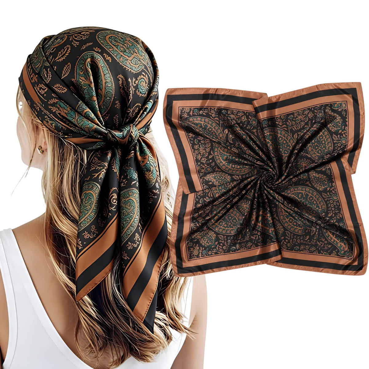 CoolShef Silk Like Satin Scarf for Women - 27.5 Square Lightweight