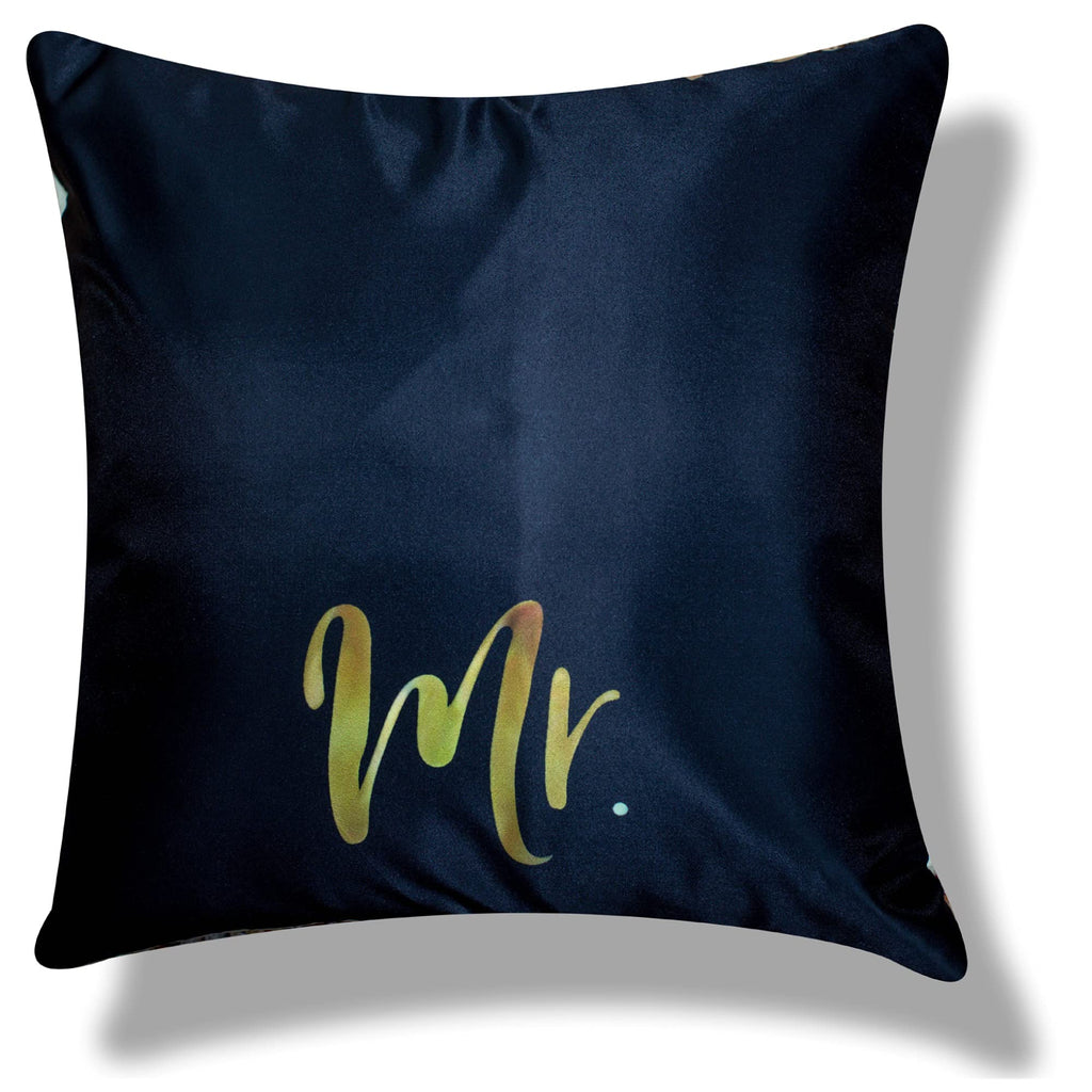 Vendola Decorative Satin Sofa Cushion Covers Set of 5, 20 Inch x 20 Inch, Sofa Cushion Pillow Cover, Black and Gold Colour, Raven Design, Zipper Closure (Raven, 20X20 Inches)