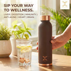 MERCAPE Pure Copper Color Water Bottle 950 ml | Matte Finish Reusable Metal Bottle with Leak-Resistant Cap | Suitable for Home, Office & Travel (Matte Brown)
