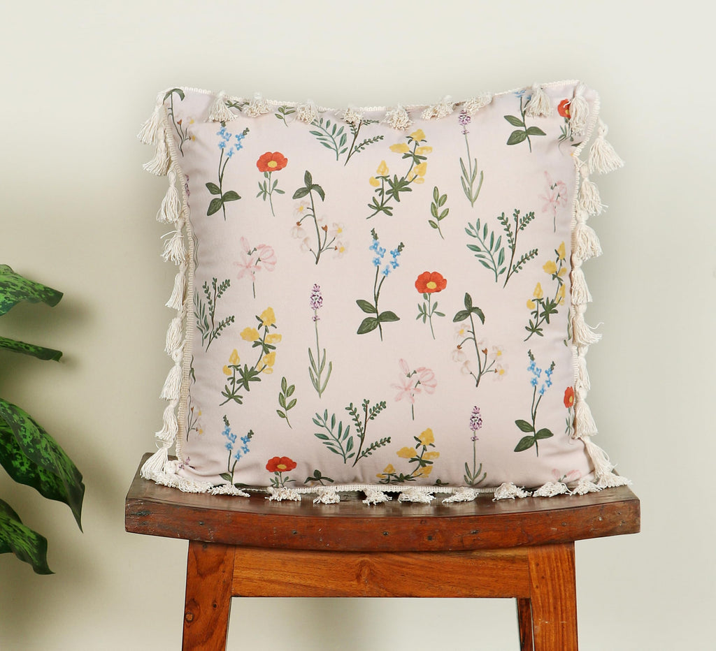 ishro home Premium Cushion Cover 18 inch x 18 inch | Set of 5 – Soft European Standard Fabric, Frill Design, Machine Washable | (5, Blooming Crane's-Bill, 18x18 Inch)