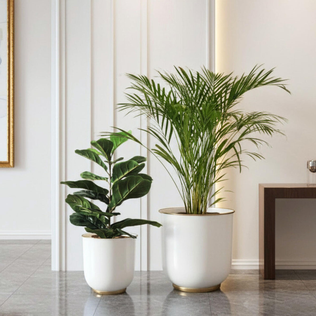 BEHOMA Metal Planters White (Set of 2)