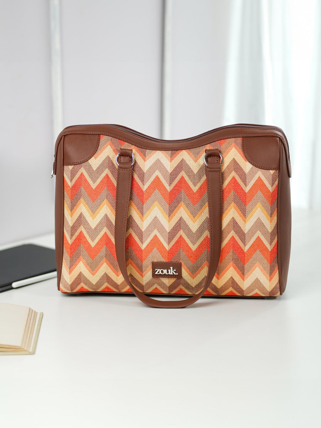 ZOUK Conference Office Bag | Padded Laptop Compartment up to 14 inch | Stylish Tote Bags for Women | Big Size Handbag for Office & Travel Use | Water-Resistant | Tidal Wave