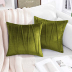 Khooti Velvet Striped Cushion Cover Pack of 1-30X30/76X76 Cm | Olive | Soft Pillow Covers Cushion Case for Sofa Bedroom Living Room Chair Car, Cushion Cover with Zig Zag Pattern