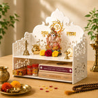 Gift Kya De Acrylic Wall Temple for Home, Pooja Mandir with 2-Tier Storage, Puja Mandir, Home Temple, Mandir Decoration Items for Office, 15 x 15 x 8 Inch