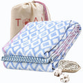 TOAIArt Premium Jaipuri Dohar | AC Blanket Summer Quilt | Hand Block Printed | 3 Layers | Reversible| 150GSM 100% Mulmul Cotton| 100% Cotton Flannel Filling| Single 60 X 90|Vintage Geometric Pattern Kafalo