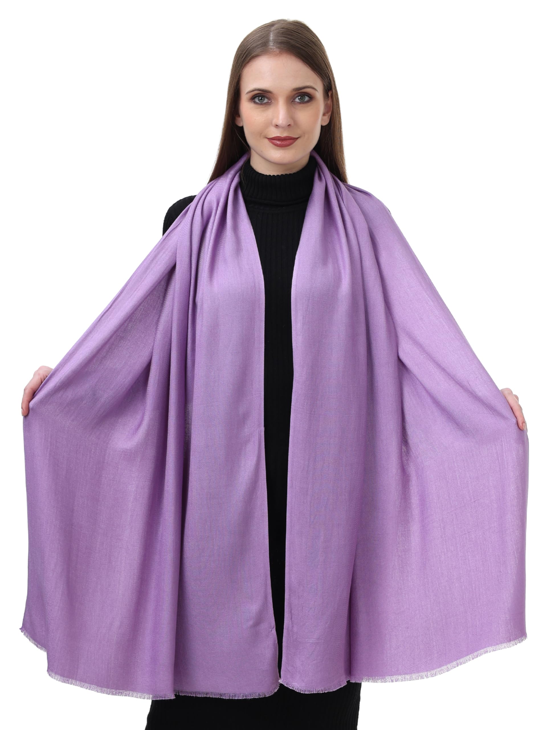 EH Pashmina Female Scarf For Women, Twill Weave, Thick, Solid Color Wraps, All Weather, Large, Warm, Very Soft Pashmina Feel Scarves (PURPLE)