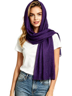 Lina & Lily Solid Shimmer Sparkle Glitters Sheer Maxi Shawl Head Scarf Hijab (#19 DARK PURPLE)