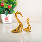 Prince Home Decor & Gifts Love Birds swan metal Showpiece Set - Pair of Kissing Duck ( Golden )
