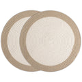 Encasa XO Dining Table Mats, Round Ribbed Cotton, Heat Resistant White Kafalo