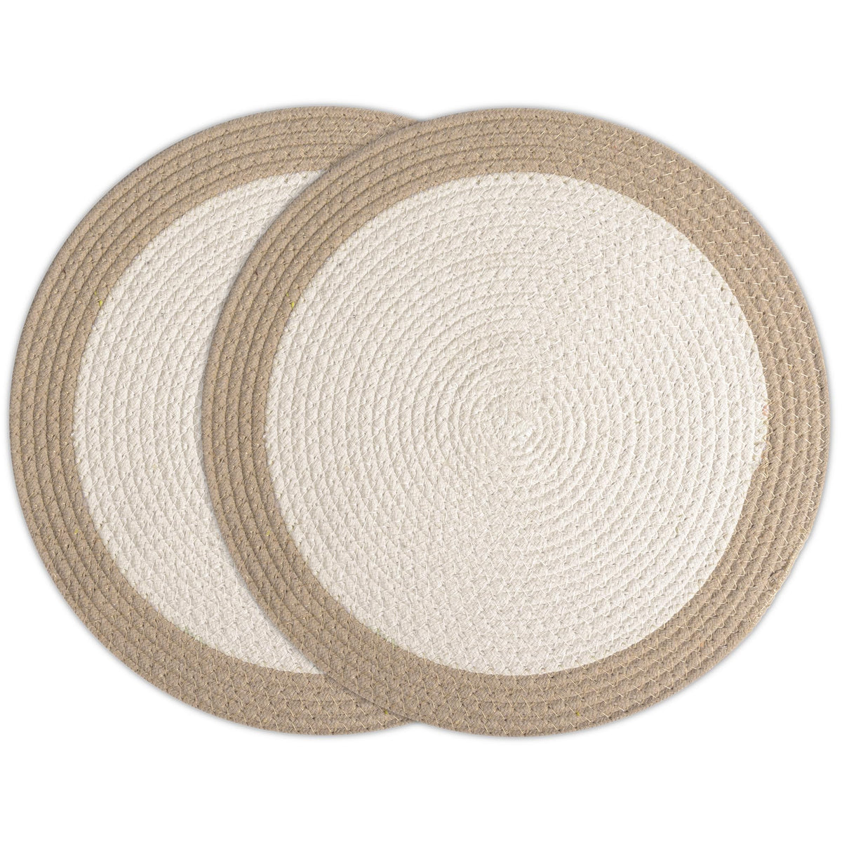 Encasa XO Dining Table Mats, Round Ribbed Cotton, Heat Resistant White Kafalo